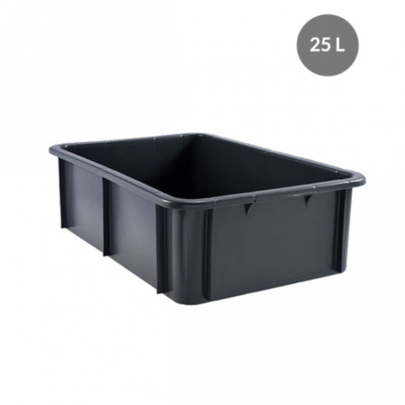 Bac gerbable Sans couvercle gris plastique 60x40x16,5 cm 25 L fond plein parois pleines Gilac