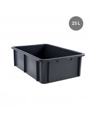 Bac gerbable Sans couvercle gris plastique 60x40x16,5 cm 25 L fond plein parois pleines Gilac