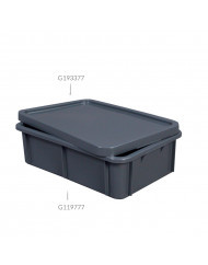 Bac gerbable Sans couvercle gris plastique 60x40x16,5 cm 25 L fond plein parois pleines Gilac