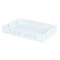 Caisse ajourée Sans couvercle blanc plastique 60x40x9 cm 15 L fond ajouré parois ajourées Gilac
