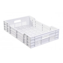 Caisse ajourée Sans couvercle blanc plastique 60x40x13,5 cm 25 L fond ajouré parois ajourées Gilac