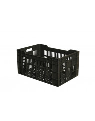 Caisse ajourée Sans couvercle gris plastique 60x40x30 cm 60 L fond ajouré parois ajourées Gilac