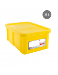 Bac gerbable Avec couvercle jaune plastique 60x40x23 cm 35 L fond plein parois ajourées Gilac