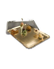 Plateau traiteur rectangulaire argent carton 28,5x19,5x0,5 cm (25 pièces)