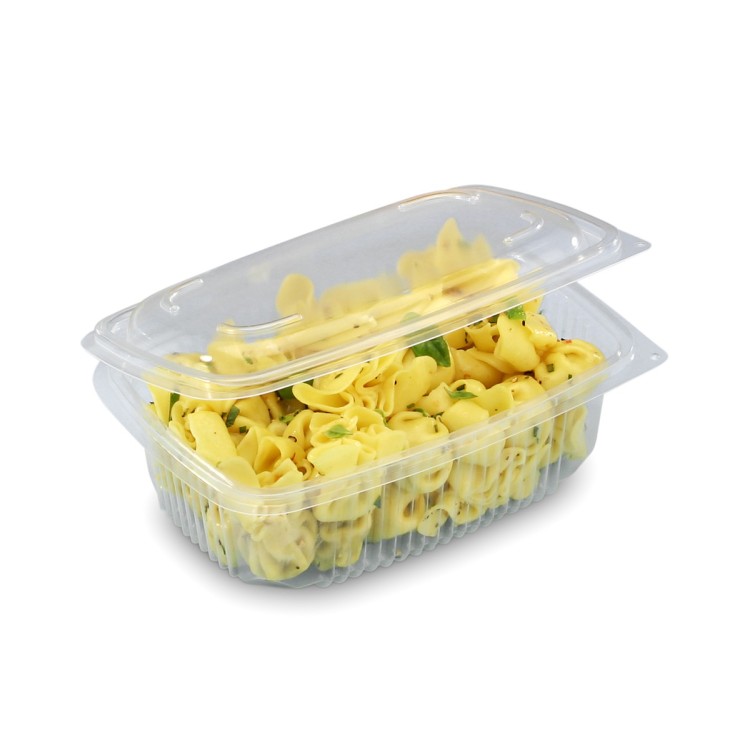 Barquette avec couvercle rectangulaire transparent 14,2x12,3x4,8 cm 75 cl Ondipack Alphaform (50 pièces)