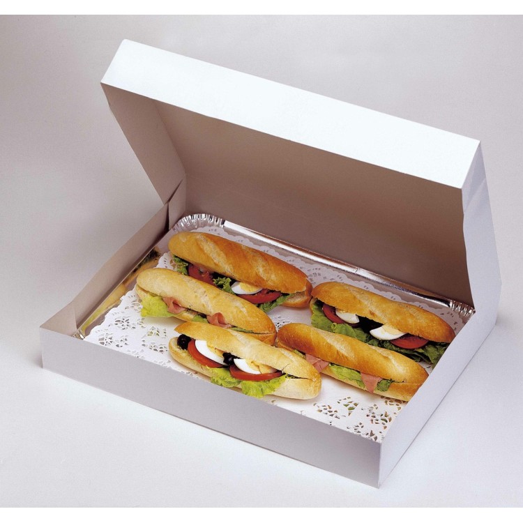 Barquette rectangulaire blanc 43x33x6 cm (25 pièces)