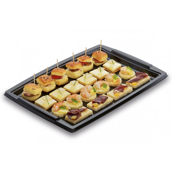 Plat de présentation rectangulaire noir plastique 360x253x18 mm Alphaform (5 pièces)