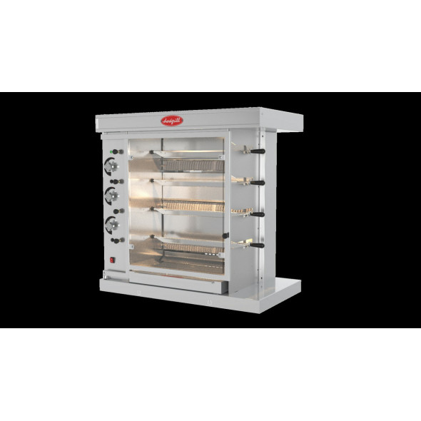 Rôtissoire 4 broches 16 volailles gaz 12 kW