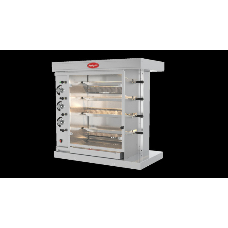 Rôtissoire 4 broches 16 volailles gaz 12 kW