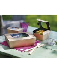 Boîte avec couvercle fenêtre rectangulaire beige 19x14x5,5 cm 100 cl Solia (50 pièces)