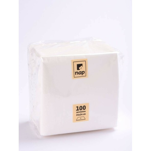 Serviette blanc ouate de cellulose 39x39 cm (100 pièces)