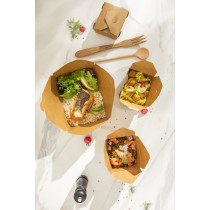 Barquette rectangulaire kraft 13x11x6,5 cm 780 ml Earth Essentials (50 pièces)