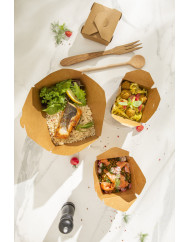 Barquette rectangulaire kraft 13x11x6,5 cm 780 ml Earth Essentials (50 pièces)