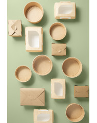 Barquette rectangulaire kraft 21,5x15,7x5 cm 1500 ml Earth Essentials (50 pièces)