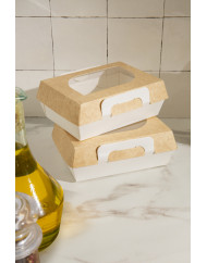 Barquette rectangulaire beige 17,5x13x6 cm 500 ml Earth Essentials (50 pièces)