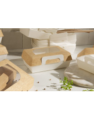 Barquette rectangulaire beige 20x15x6 cm 750 ml Earth Essentials (50 pièces)