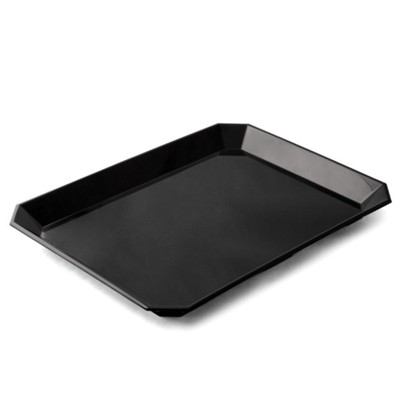 Plat rectangulaire noir mélamine 40 cm Plastorex
