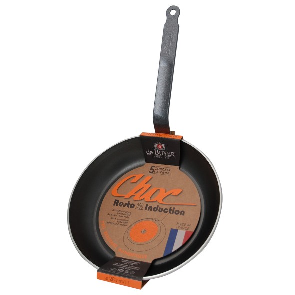 Poêle rond aluminium Revêtement anti-adhésif Ø 24 cm Choc Resto Induction De Buyer