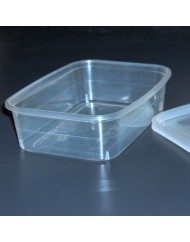 Barquette avec couvercle rectangulaire transparent 13,8x10,4x5,3 cm 43 cl (50 pièces)