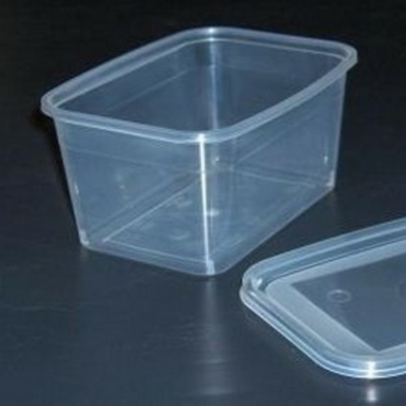 Barquette avec couvercle rectangulaire transparent 13,8x10,4x6,8 cm 57 cl (50 pièces)