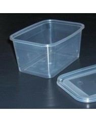 Barquette avec couvercle rectangulaire transparent 13,8x10,4x6,8 cm 57 cl (50 pièces)