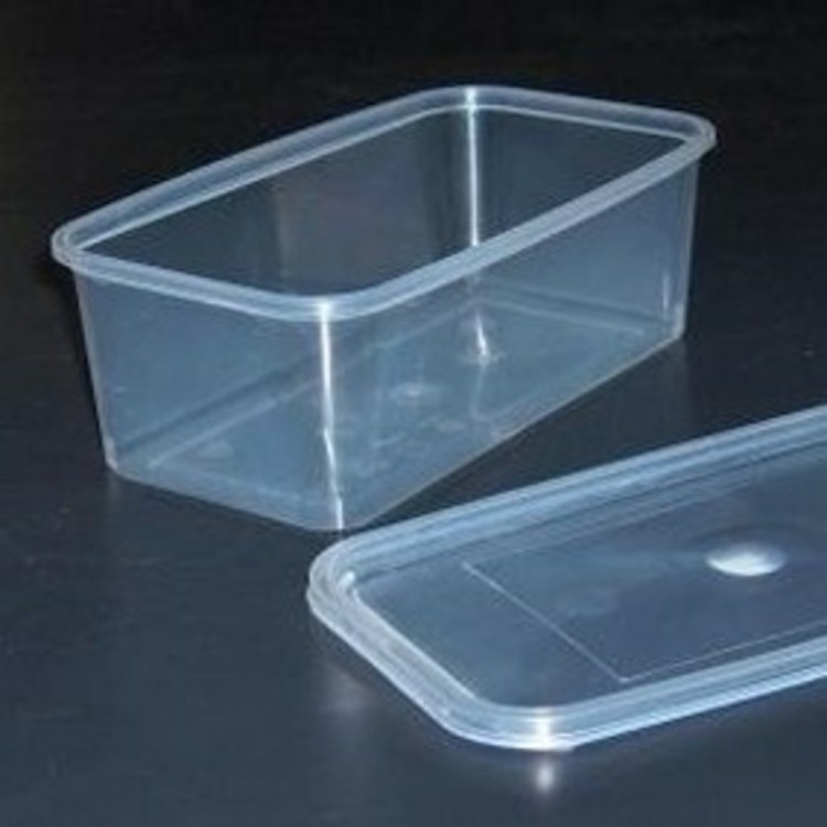 Barquette avec couvercle rectangulaire transparent 15,9x12x4,7 cm 65 cl (50 pièces)