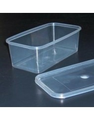 Barquette avec couvercle rectangulaire transparent 15,9x12x4,7 cm 65 cl (50 pièces)