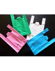 Sac bretelle plastique rose 26x45 cm 50 microns (500 pièces)