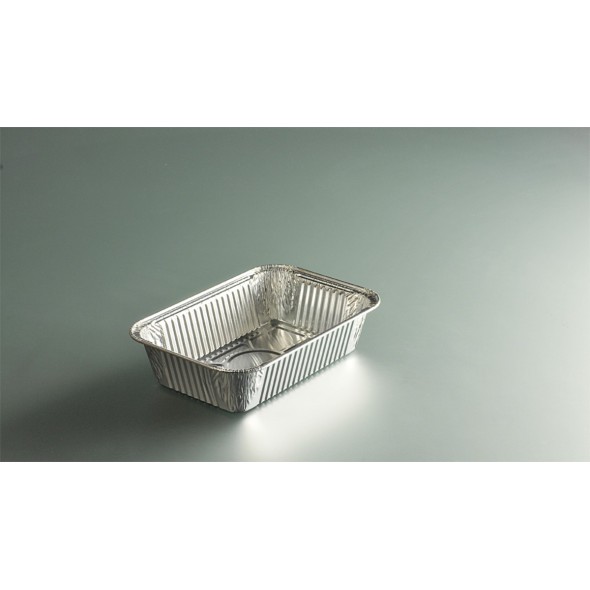 Barquette rectangulaire gris aluminium 20,1x13,7x4,5 cm 82 cl (100 pièces)