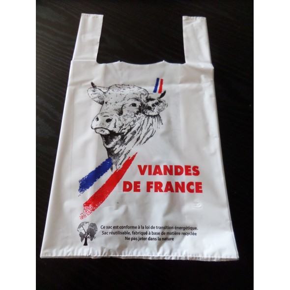 Sac bretelle plastique blanc 26x45 cm 50 microns (500 pièces)